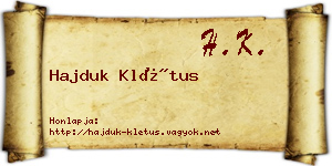 Hajduk Klétus névjegykártya